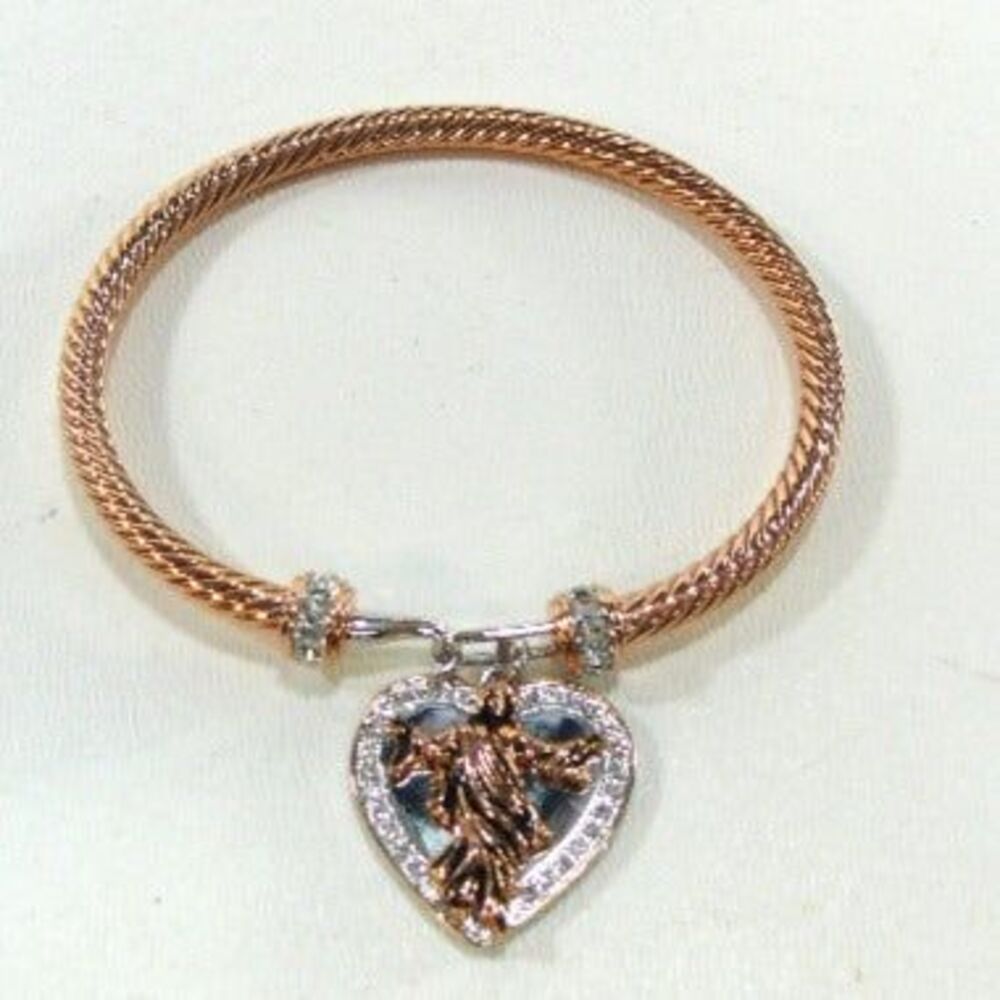 NEW rosegold tone cuff bracelet 'with god all things are possible' pendant